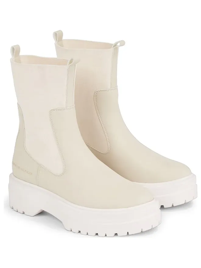 Tommy Hilfiger Shoes Stiefeletten^Chelsea-Boots in Beige/ Weiß