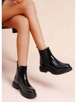 Foreverfolie Stiefeletten^Chelsea-Boots in Schwarz
