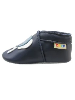 Dunkelblaue Babyschuhe aus echtem Leder ,rutschfester Sohle–Mit Elefanten-Muster><noscript><img width=