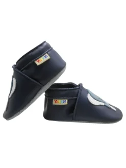 Dunkelblaue Babyschuhe aus echtem Leder ,rutschfester Sohle–Mit Elefanten-Muster><noscript><img width=