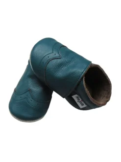 Mejale Krabbelschuhe^Dunkelgrüne Baby Leder Krabbelschuhe, mit rutschfester Sohle – Wellenmuster
