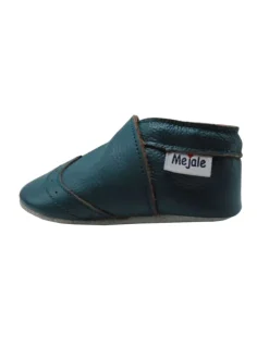 Mejale Krabbelschuhe^Dunkelgrüne Baby Leder Krabbelschuhe, mit rutschfester Sohle – Wellenmuster