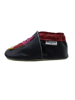 Dunkellila Baby Leder Krabbelschuhe, mit rutschfester Sohle - Eulen-Muster><noscript><img width=