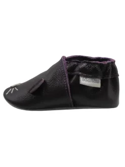 Dunkellila Baby-Leder-Laufschuhe, komfortabel mit rutschfester Sohle -Mäusemotiv><noscript><img width=