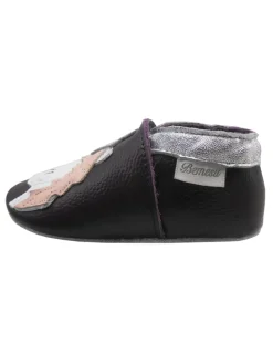 Bemesu Krabbelschuhe^Dunkellila Leder Krabbelschuhe für Babys, rutschfeste Sohle – Einhorn-Muster