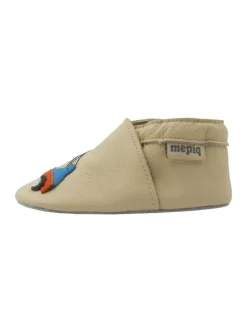 Elfenbeinfarbene Baby-Leder-Laufschuhe, mit rutschfester Sohle - Lastwagenmotiv><noscript><img width=