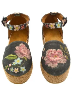 Calceo Halbschuhe^Espadrilles in Anthrazit/ Bunt