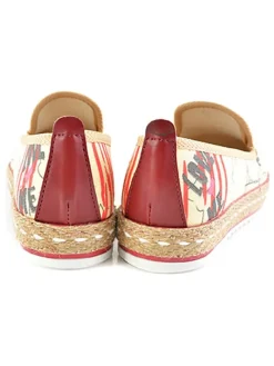 Goby Halbschuhe^Espadrilles in Beige/ Schwarz/ Rot