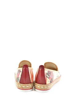 Goby Halbschuhe^Espadrilles in Beige/ Schwarz/ Rot