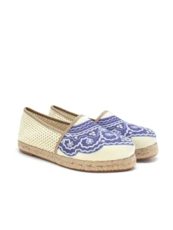 Espadrilles in Creme/ Dunkelblau>Calceo Discount