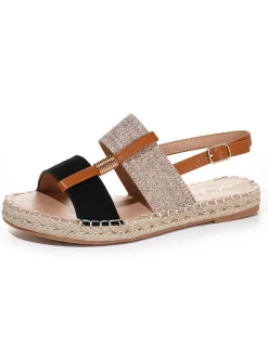 C'M Halbschuhe^Espadrilles in Schwarz/ Beige/ Hellbraun