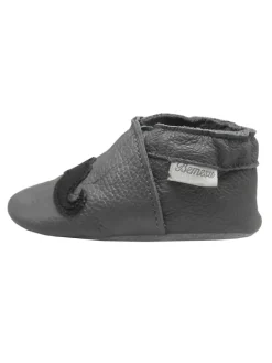 Bemesu Krabbelschuhe^Graue Baby-Leder-Laufschuhe, komfortabel mit rutschfester Sohle - Bartmuster