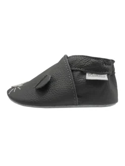 Bemesu Krabbelschuhe^Graue Baby-Leder-Laufschuhe, komfortabel mit rutschfester Sohle - Mäusemuster