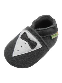 Sayoyo Krabbelschuhe^Graue Wollschuhe - Schleifenmuster