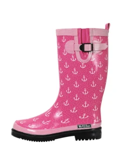 Gummistiefel Anchor High in Pink mit weißen Ankern>MADSea