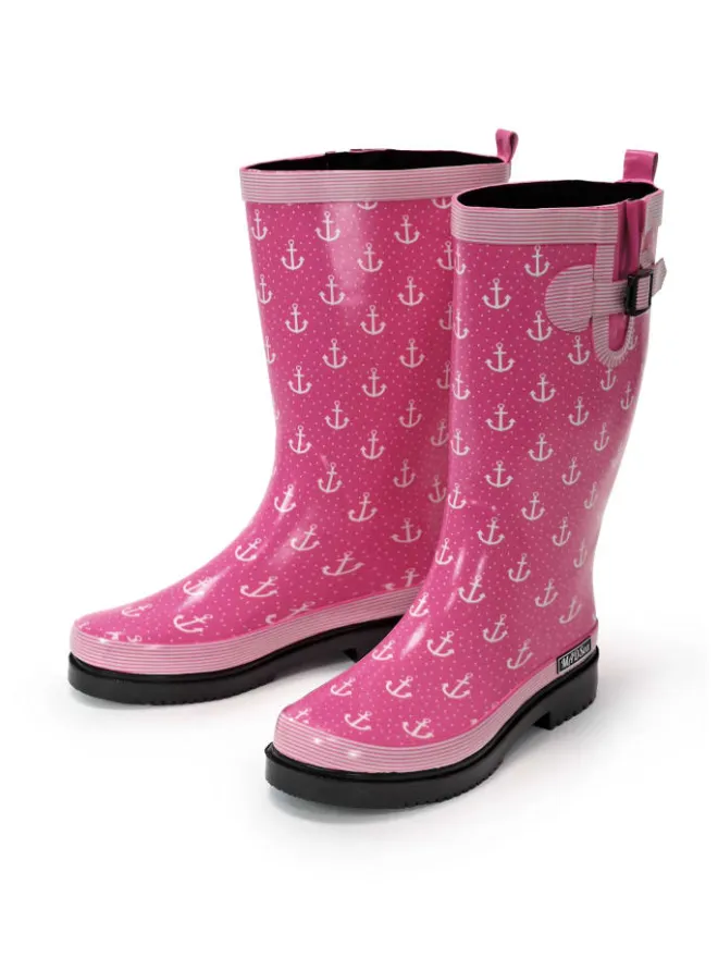 Gummistiefel Anchor High in Pink mit weißen Ankern>MADSea