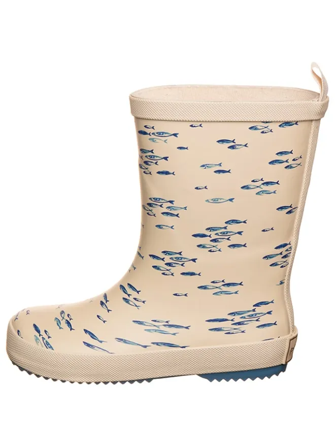 POM POM Gummistiefel^Gummistiefel "AOP" in Blau/ Beige