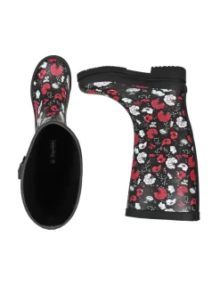 Regenliebe Gummistiefel^Gummistiefel Blossom Night High Langschaft in schwarz / weiß / rot