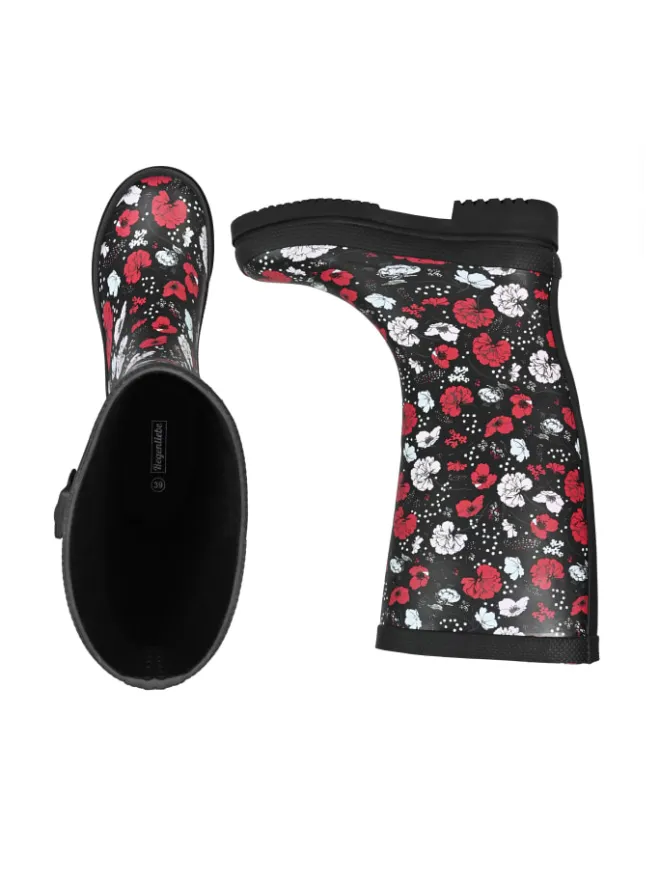 Regenliebe Gummistiefel^Gummistiefel Blossom Night High Langschaft in schwarz / weiß / rot