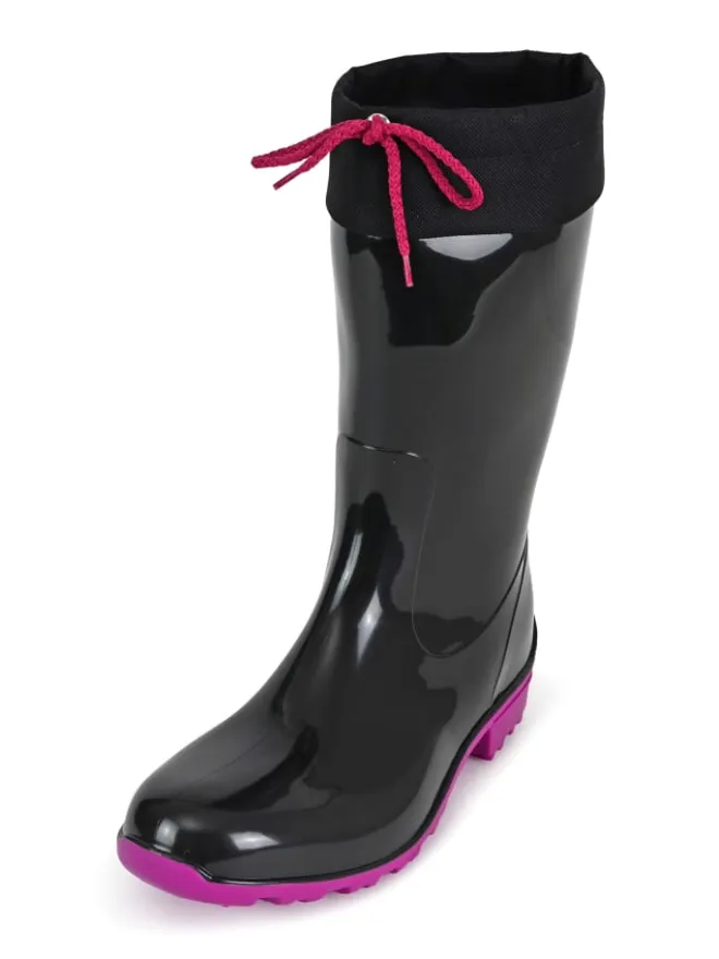 Gummistiefel de Fieselregen Langschaft in schwarz/fuchsia>Regenliebe Best