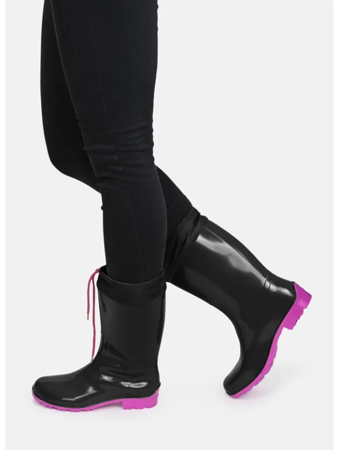 Gummistiefel de Fieselregen Langschaft in schwarz/fuchsia>Regenliebe Best
