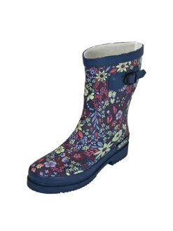Gummistiefel Flower Halbschaft in dunkelblau mit Blumenprint>MADSea Hot
