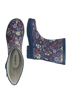 Gummistiefel Flower Halbschaft in dunkelblau mit Blumenprint><noscript><img width=
