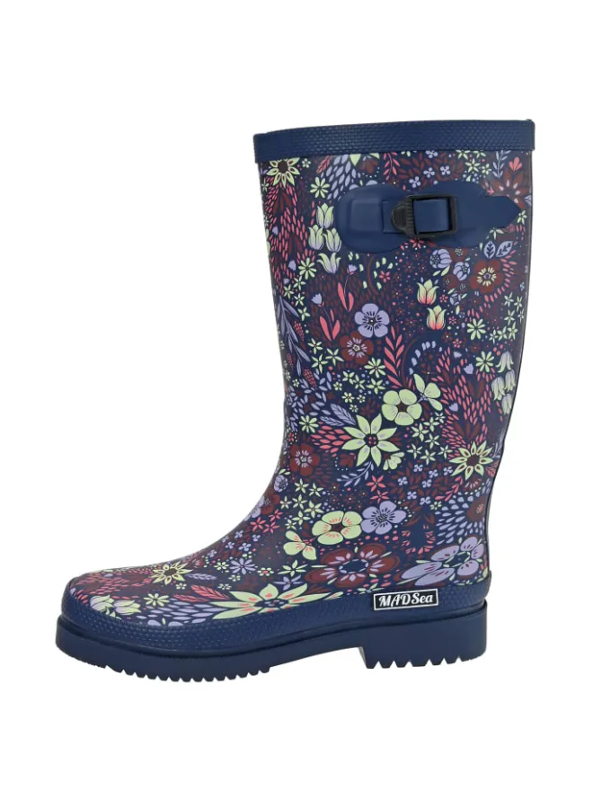 Gummistiefel Flower Langschaft in blau mit Blumenprint>MADSea Hot