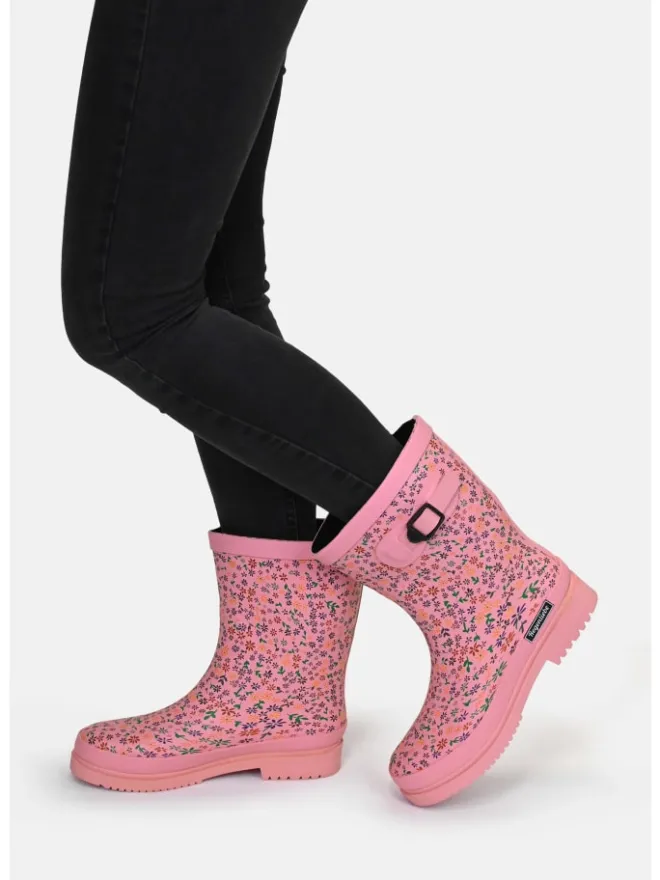 Regenliebe Gummistiefel^Gummistiefel Flowers Halbschaft in rosa