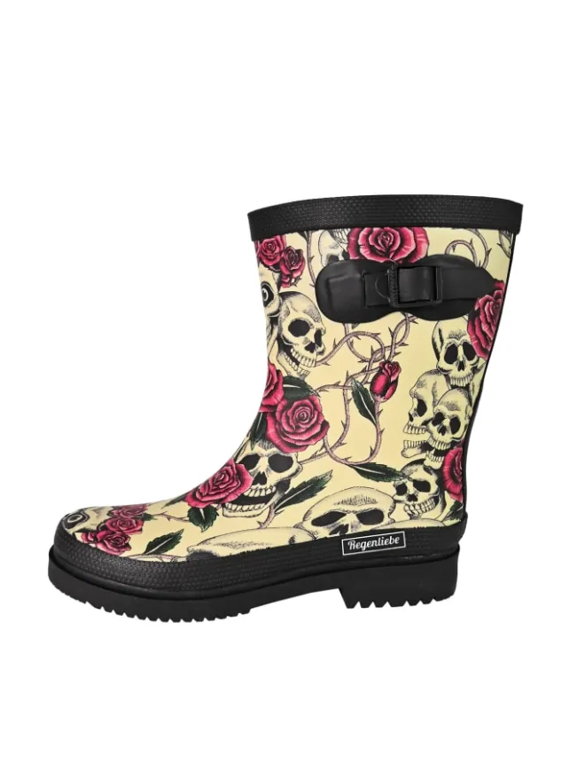Regenliebe Gummistiefel^Gummistiefel Ghost Halbschaft in beige gemustert