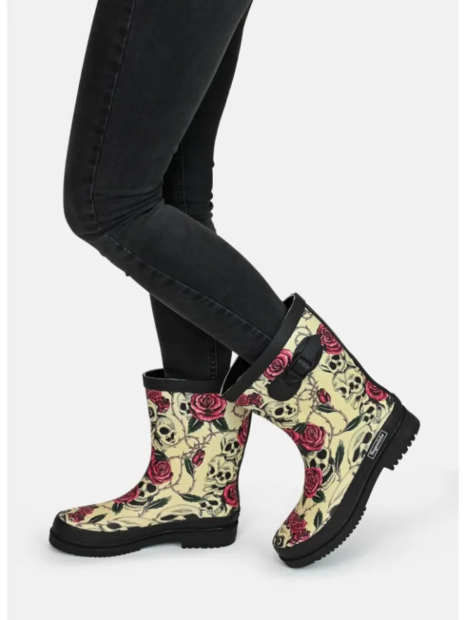 Regenliebe Gummistiefel^Gummistiefel Ghost Halbschaft in beige gemustert