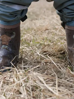 Gummistiefel in Dunkelbraun/ Petrol><noscript><img width=