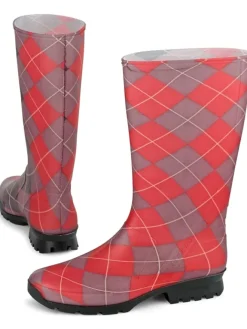 Gummistiefel "Mareike" in rot/grau kariert>Spirale Hot