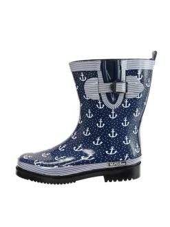 MADSea Gummistiefel^Gummistiefel Ocean Anchor Halbschaft in Dunkelblau mit Weißen Ankern