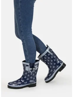MADSea Gummistiefel^Gummistiefel Ocean Anchor Halbschaft in Dunkelblau mit Weißen Ankern