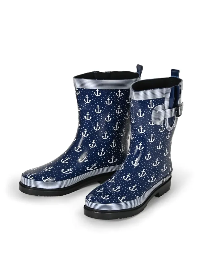 MADSea Gummistiefel^Gummistiefel Ocean Anchor Halbschaft in Dunkelblau mit Weißen Ankern