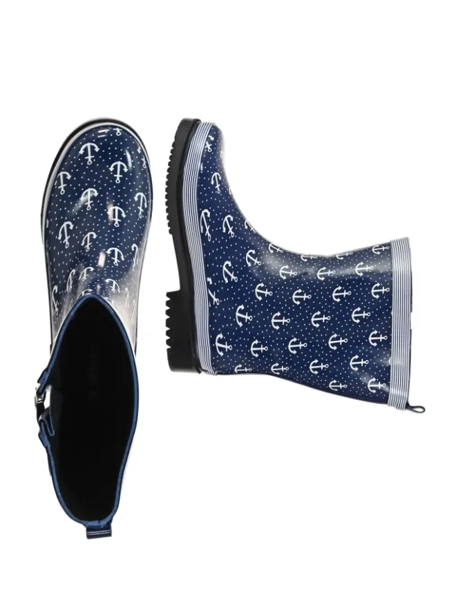 MADSea Gummistiefel^Gummistiefel Ocean Anchor Halbschaft in Dunkelblau mit Weißen Ankern