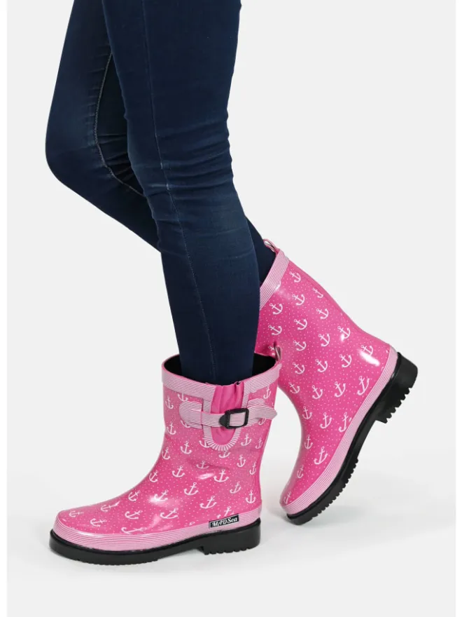 Gummistiefel Ocean Anchor Halbschaft in Pink mit Weißen Ankern>MADSea Clearance