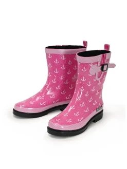 Gummistiefel Ocean Anchor Halbschaft in Pink mit Weißen Ankern><noscript><img width=