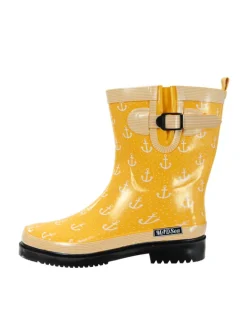 Gummistiefel Ocean Anchor Halbschaft in Gelb mit Weißen Ankern>MADSea New