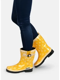 Gummistiefel Ocean Anchor Halbschaft in Gelb mit Weißen Ankern><noscript><img width=