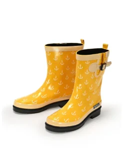 Gummistiefel Ocean Anchor Halbschaft in Gelb mit Weißen Ankern><noscript><img width=