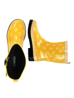 Gummistiefel Ocean Anchor Halbschaft in Gelb mit Weißen Ankern><noscript><img width=