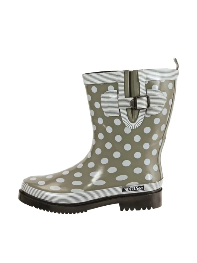 MADSea Gummistiefel^Gummistiefel Ocean Halbschaft in oliv mit weißen Punkten