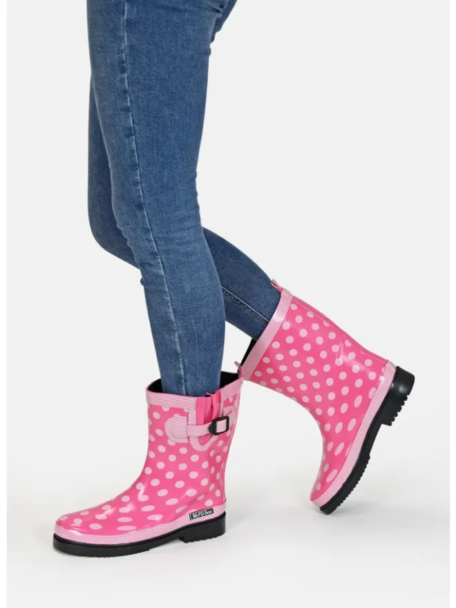 MADSea Gummistiefel^Gummistiefel Ocean Halbschaft in pink mit weißen Punkten