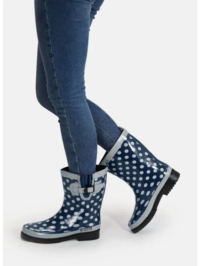 MADSea Gummistiefel^Gummistiefel Ocean Halbschaft in Dunkelblau mit weißen Punkten