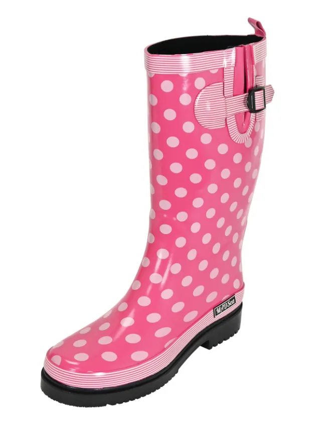 Gummistiefel Ocean High Langschaft in Pink mit weißen Punkten>MADSea New