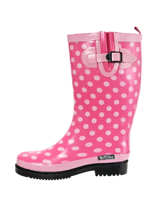 Gummistiefel Ocean High Langschaft in Pink mit weißen Punkten>MADSea New