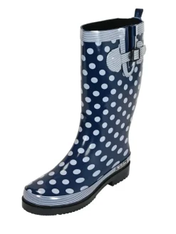 Gummistiefel Ocean High Langschaft in Dunkelblau mit weißen Punkten>MADSea Online
