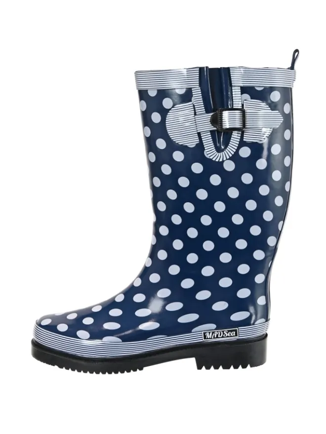 Gummistiefel Ocean High Langschaft in Dunkelblau mit weißen Punkten>MADSea Online
